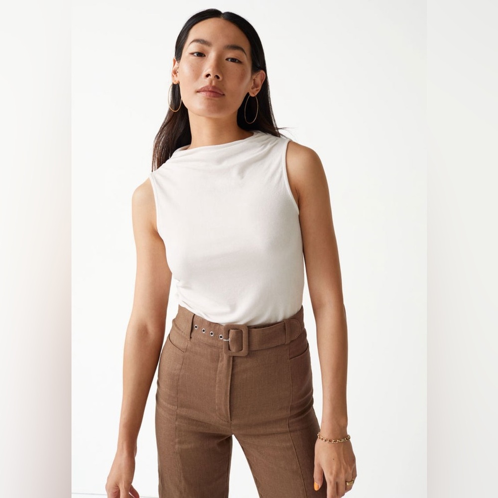 & Other Stories Cream Cowlneck Sleeveless Top XS